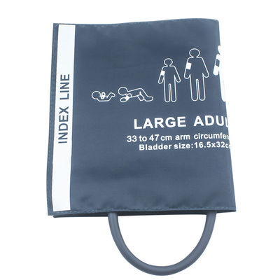 Manchette réutilisable de poignet de tension artérielle de longue grande du tube NIBP de manchette de l'adulte NIBP manchette en nylon simple de la manchette 33-47cm