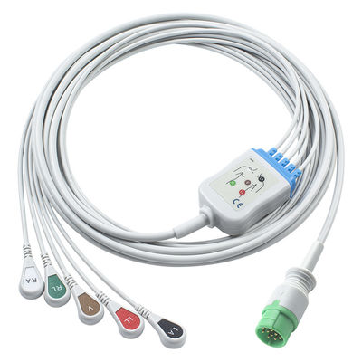 Fukuda Denshi Cable ECG compatible à connexion directe et câbles de plomb - CI-700E-5 5Lead AHA Snap