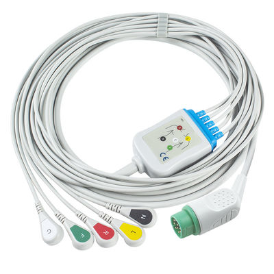 Compatible Siemens Drager 5 plomb Iec Snap Ecg plomb câble / Ecg plomb câble ensemble