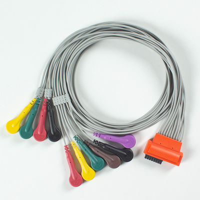Compatible avec le cardiaque Touch ECG 10Lead ECG Cable IEC Snap avec TPU gris et orange